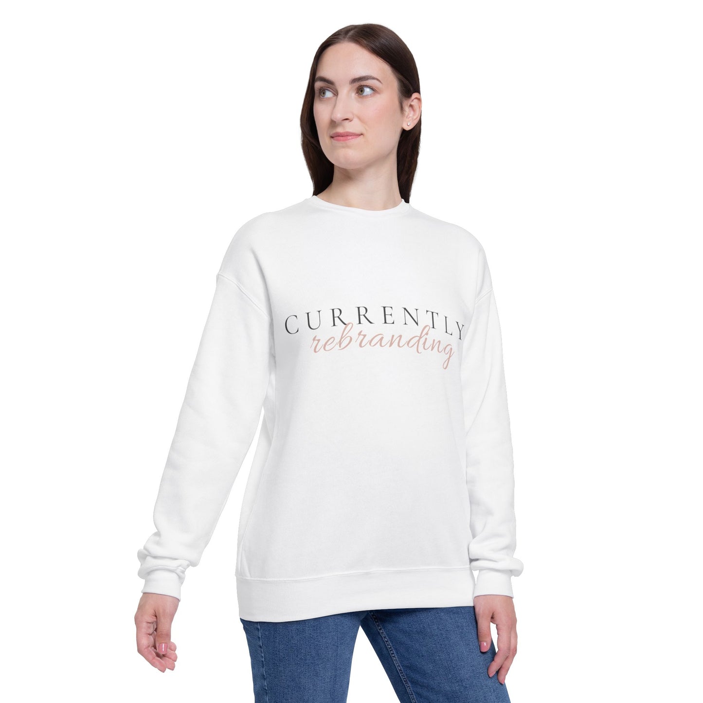 Currently Rebranding sweatshirt | Minimal Script Logo Crewneck