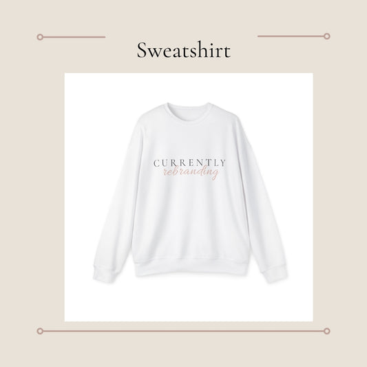 Currently Rebranding sweatshirt | Minimal Script Logo Crewneck